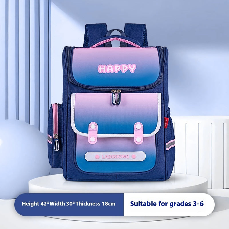 British Style Lightweight And Large Capacity Spine Protection Children's Schoolbag