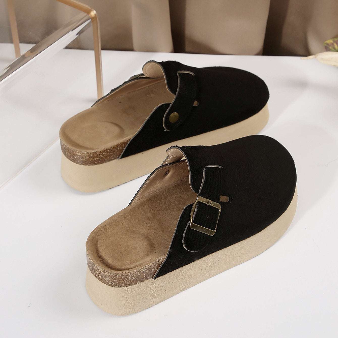 Thick Sole Half Slippers Women's Toe Cap Slip-on