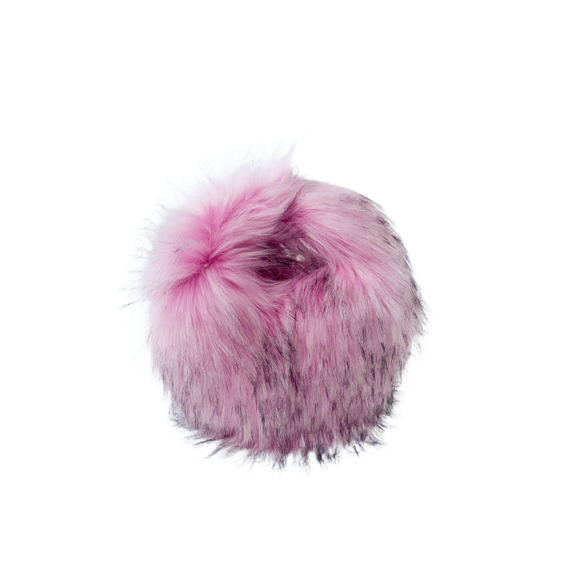 Artificial Raccoon Fur Ball Bag Plush Unique Punk Style Y2g
