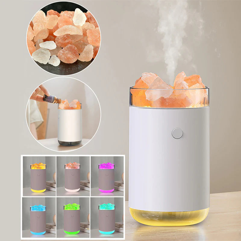 Air Humidifier Crystal Salt Stone Desktop Aromatherapy Essential Oil Ultrasonic Diffuser With LED Lamp Bedroom Home Humidifier - Ectron Online