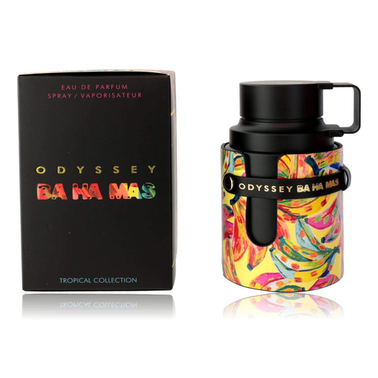 Odyssey Ba Ha Mas by Armaf, 3.4 oz EDP Spray for Men packaging and bottle design from the Tropical Collection.