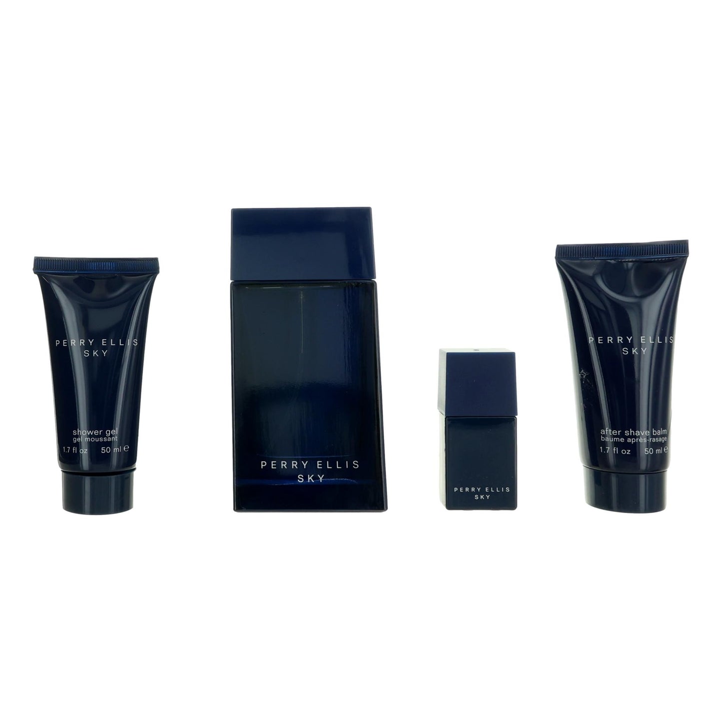 Men's Perry Ellis Sky gift set: spray bottle and three grooming tubes