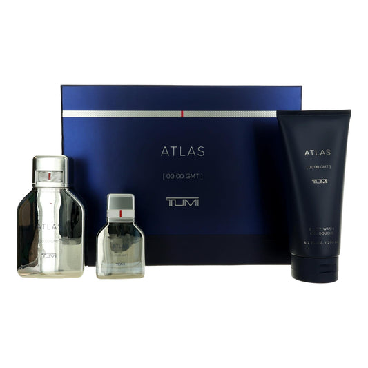 Tumi ATLAS 3-piece men’s gift set with two bottles, one tube, and gift box