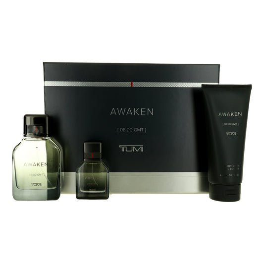 Men’s fragrance gift set: two bottles and lotion tube, in Awaken box