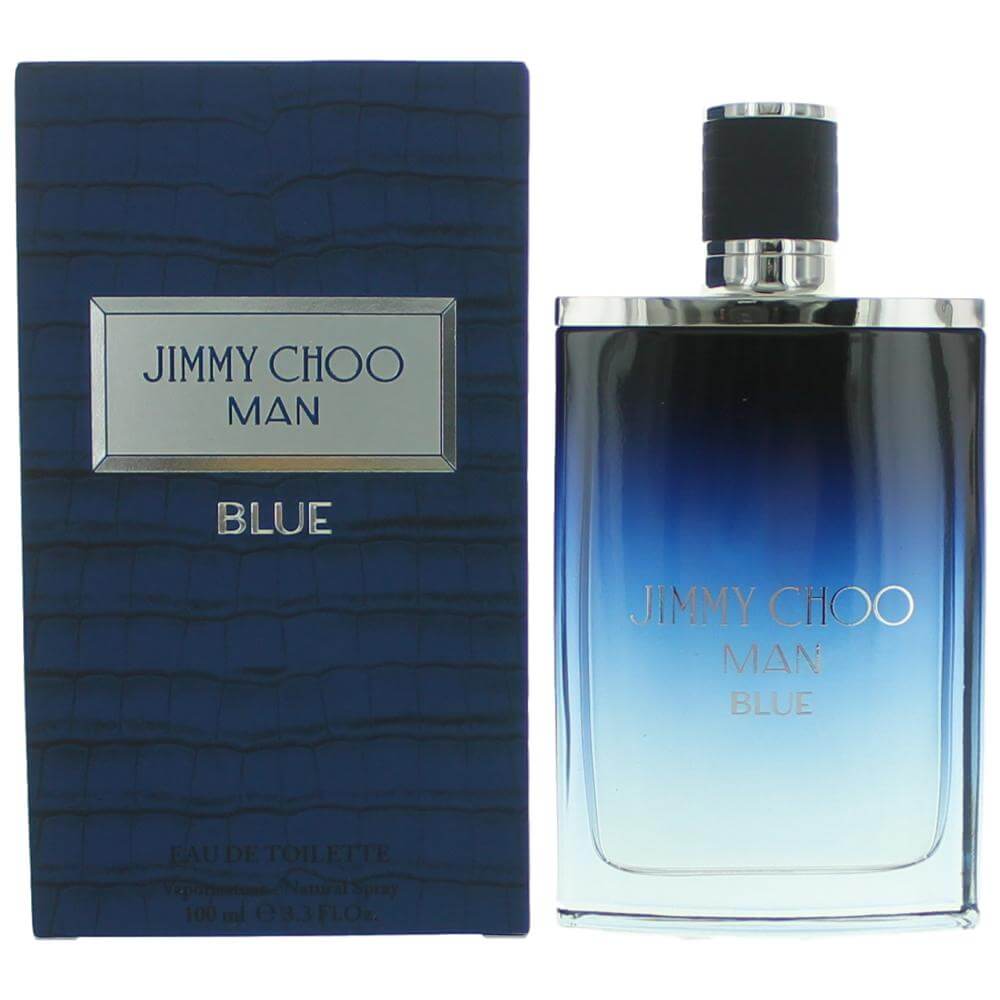 Jimmy Choo Man Blue by Jimmy Choo, 3.3 oz EDT Spray for Men with stylish packaging and elegant bottle design.