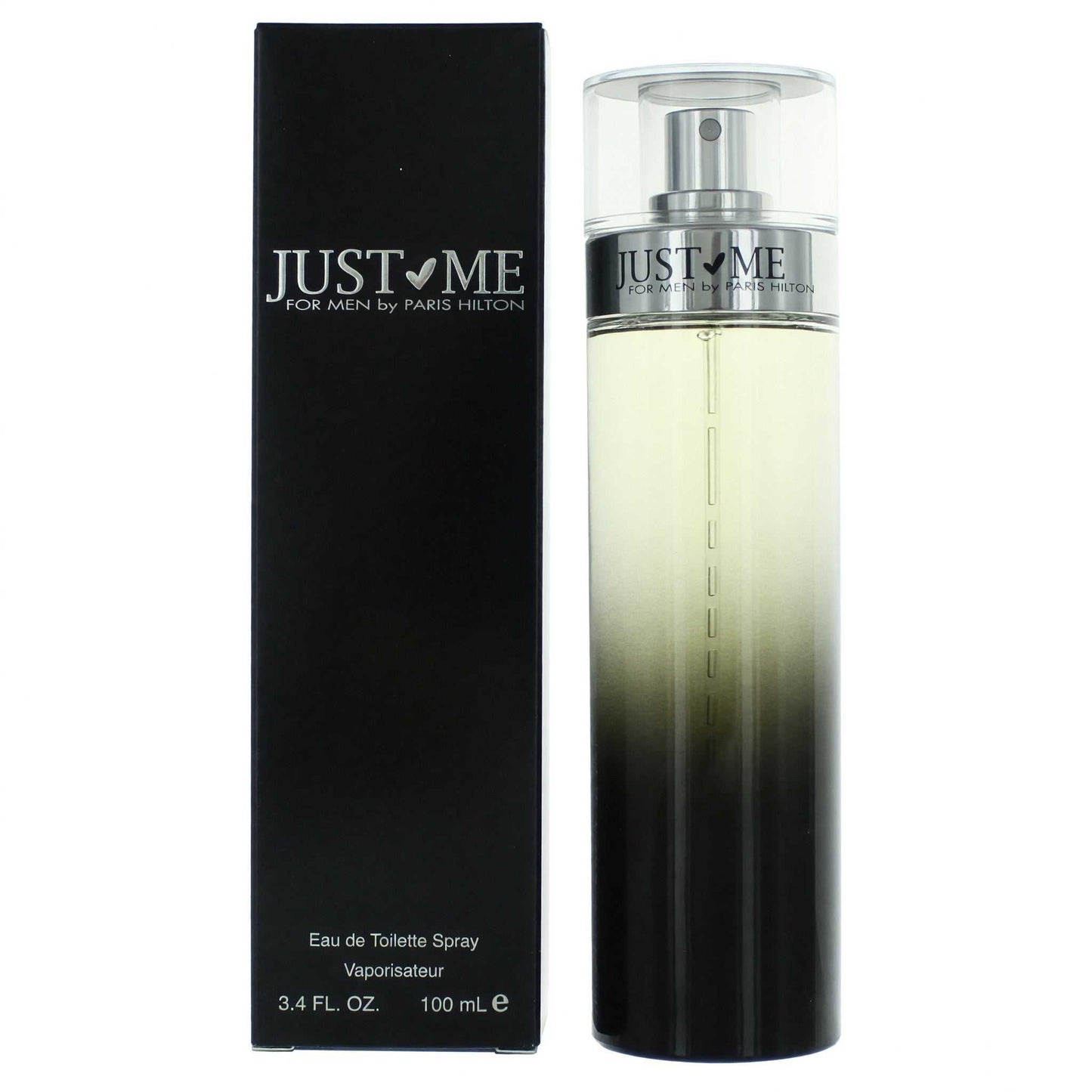 Men's Just Me EDT spray bottle with box, transparent glass and silver pump