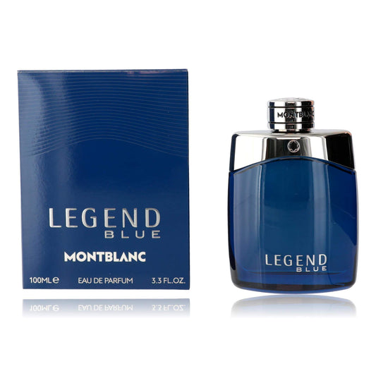 Mont Blanc Legend Blue by Mont Blanc, 3.3 oz EDP Spray for Men in blue bottle with box.