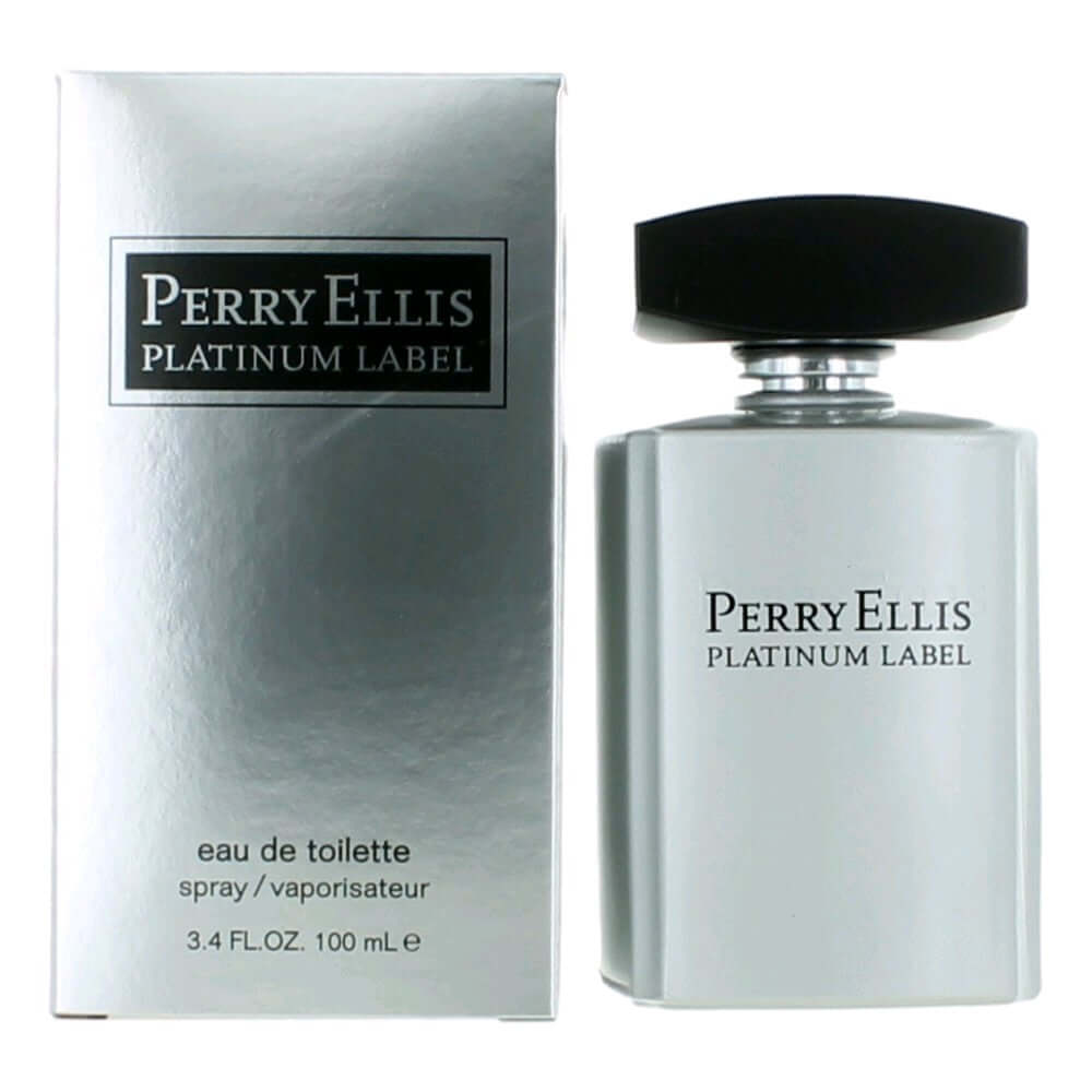 Men’s EDT spray bottle with Perry Ellis Platinum Label on glass and matching box