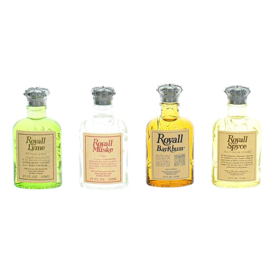 The Heritage Collection by Royall Fragrances, 4 Piece Mini Set for Men with Royall Lyme, Royall Muske, Royall BayRhum, Royal Spyce.