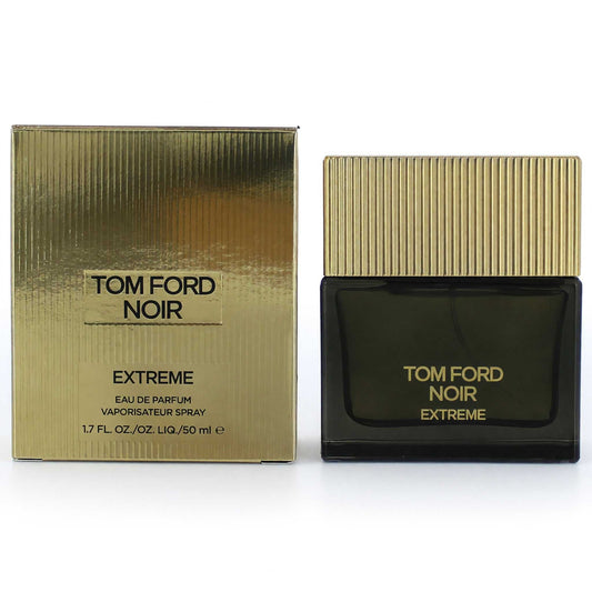 Tom Ford Noir Extreme eau de parfum spray bottle with gold ribbed box