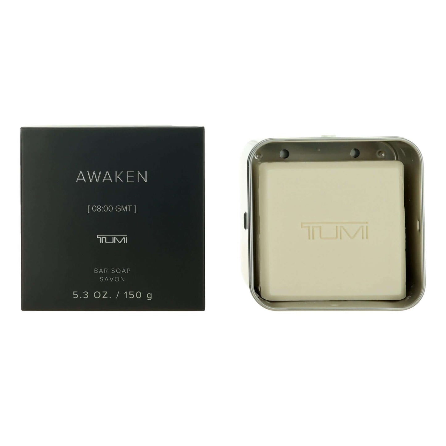 Awaken Tumi bar soap 5.3 oz in aluminum case, with black gift box
