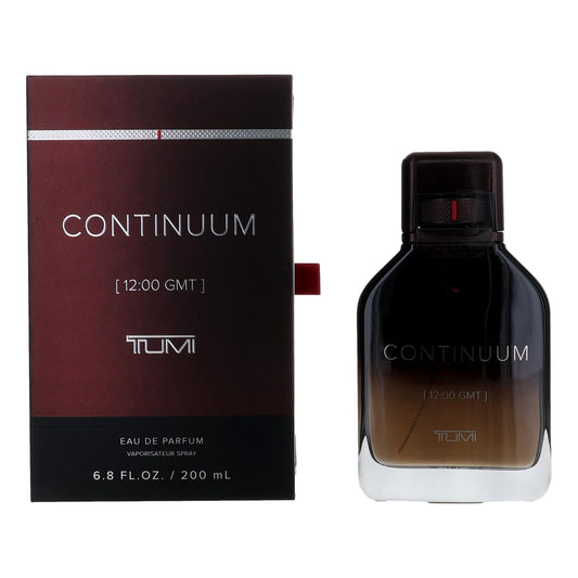 Tumi Continuum eau de parfum spray bottle with dark cap and matching gift box