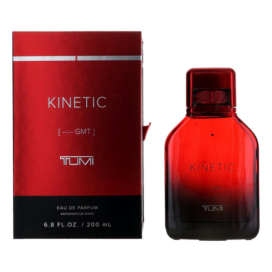Tumi Kinetic eau de parfum spray bottle and box with red glass