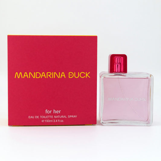 Women's EDT spray in clear bottle with pink cap, Mandarina Duck Her