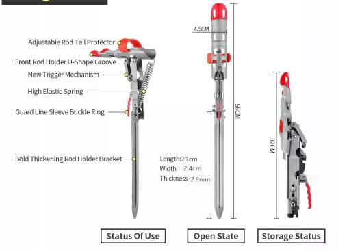 Angle Fishing Pole Tackle Bracket Anti-Rust Steel Fishing Bracket Rod Holder Fish Tackle - Ectron Online