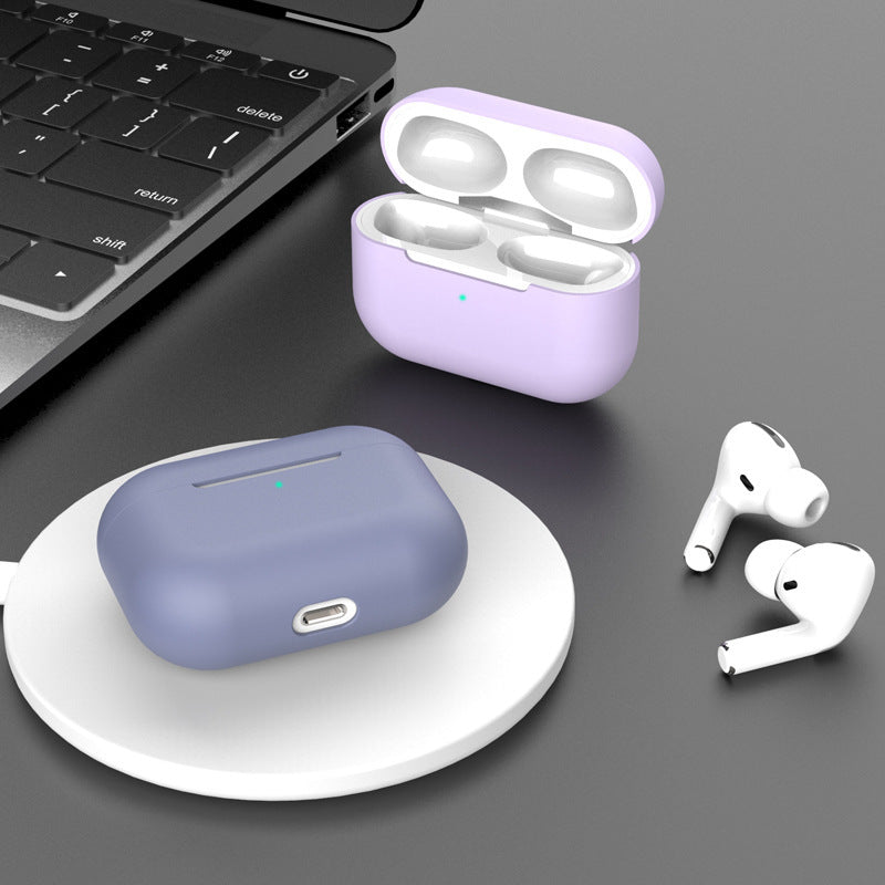 Purple wireless earbuds