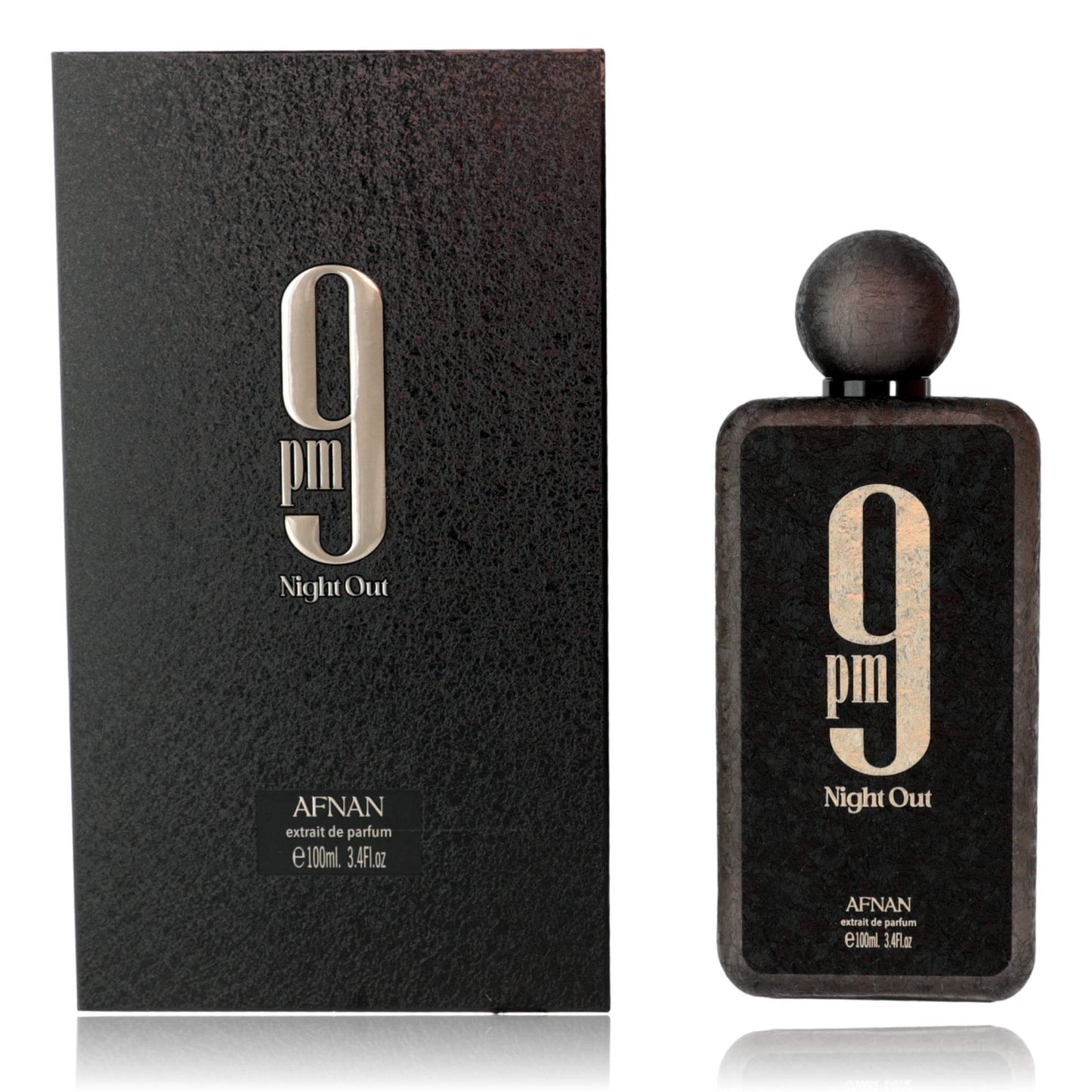 Afnan 9PM Night Out extrait de parfum spray bottle with matching box