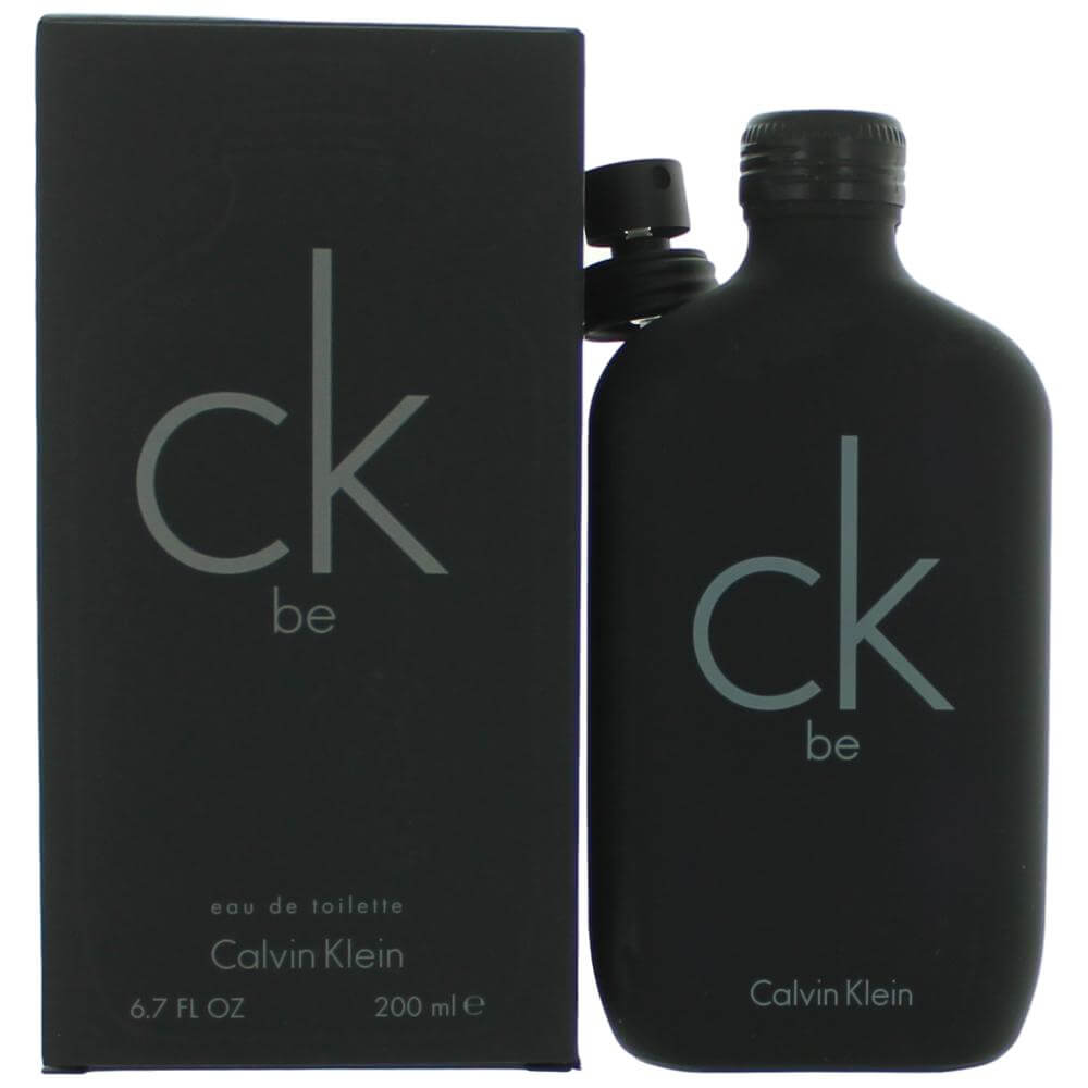 CK Be by Calvin Klein, 6.7 oz EDT Spray Unisex in a sleek black bottle and box.