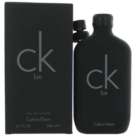 CK Be by Calvin Klein, 6.7 oz EDT Spray Unisex in a sleek black bottle and box.