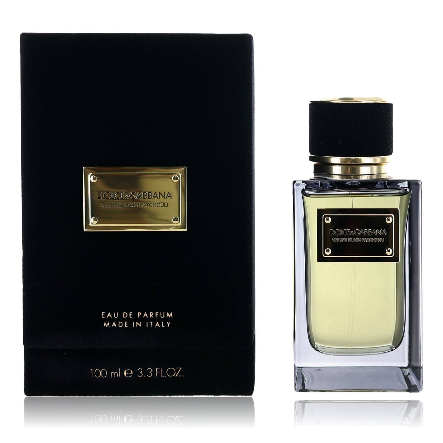 Dolce & Gabbana Velvet Black eau de parfum spray bottle with gold cap and label