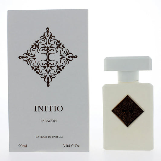 Initio Paragon Extrait de Parfum spray bottle, cream glass with dark label