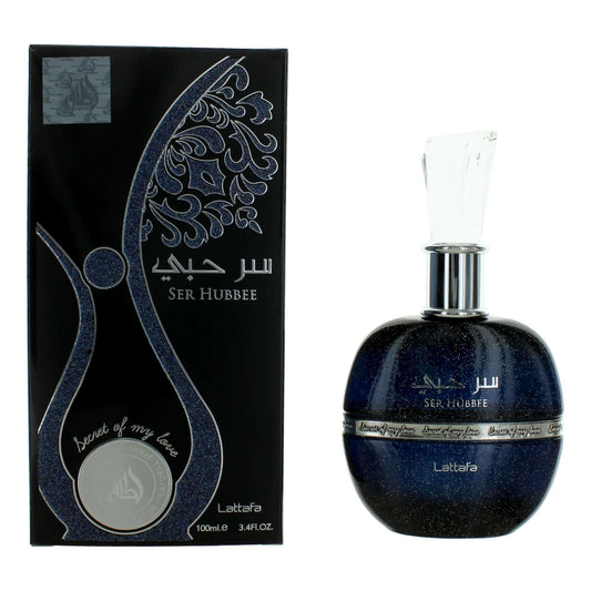 Ser Hubbee by Lattafa, 3.4 oz EDP Spray for Unisex in elegant packaging and bottle design.