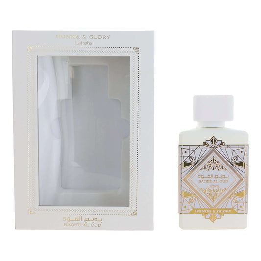 Bade'e Al Oud Honor & Glory by Lattafa, 3.4 oz EDP Spray for Unisex in elegant packaging.