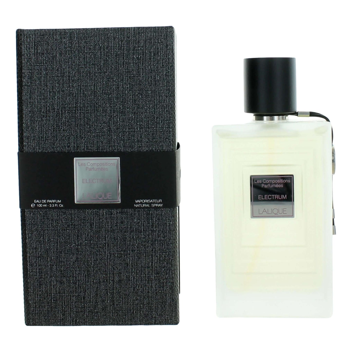 Lalique Electrum EDP spray bottle with dark gray fabric presentation box