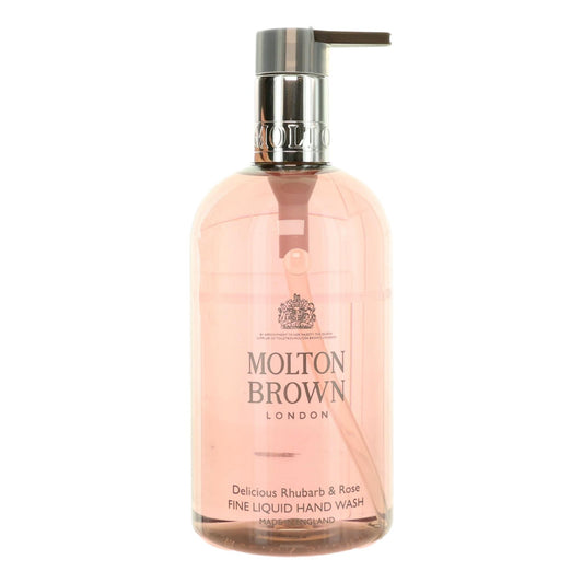 Molton Brown fine liquid hand wash, pink bottle with gold pump and label