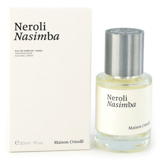 Unisex Neroli Nasimba EDP spray bottle with silver cap and matching product box
