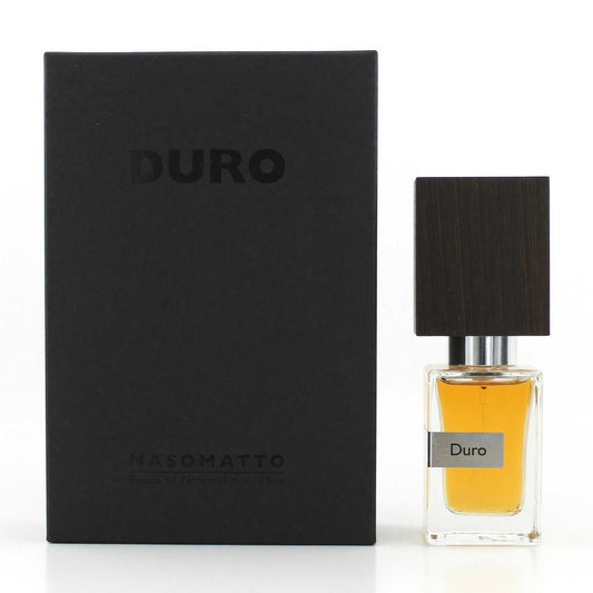 Duro by Nasomatto Extrait de Parfum spray with dark box and amber glass bottle