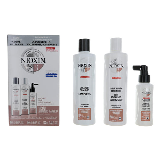 Nioxin hair care kit box with three bottles and pump dispenser for colored hair