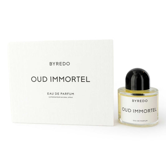 Byredo Oud Immortel eau de parfum spray bottle with black cap and matching box