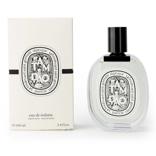 Tam Dao EDT spray bottle, 3.4 oz, with matching box; clear glass with black cap.