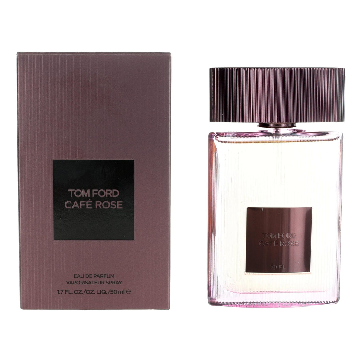 Tom Ford Cafe Rose EDP spray bottle with matching presentation box