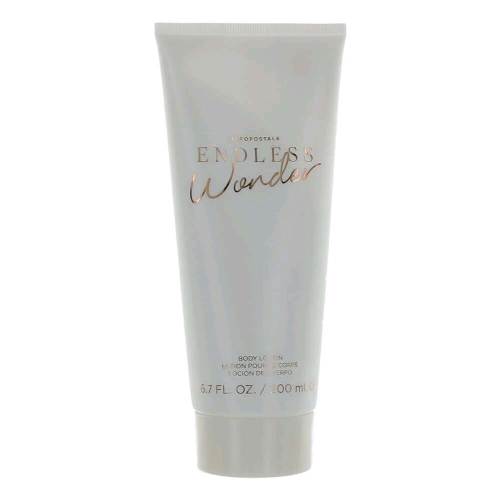 Aeropostale Endless Wonder body lotion tube, white with gold text, 5.7 fl oz