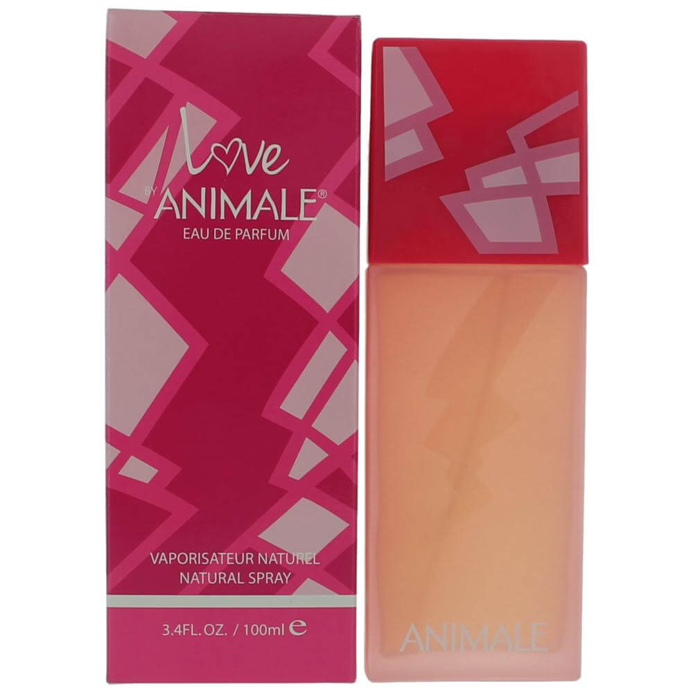 Animale Love women's eau de parfum spray bottle with pink geometric box