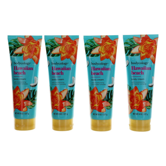 Bodycology Hawaiian Beach moisturizing body cream, four 8 oz tubes in tropical print