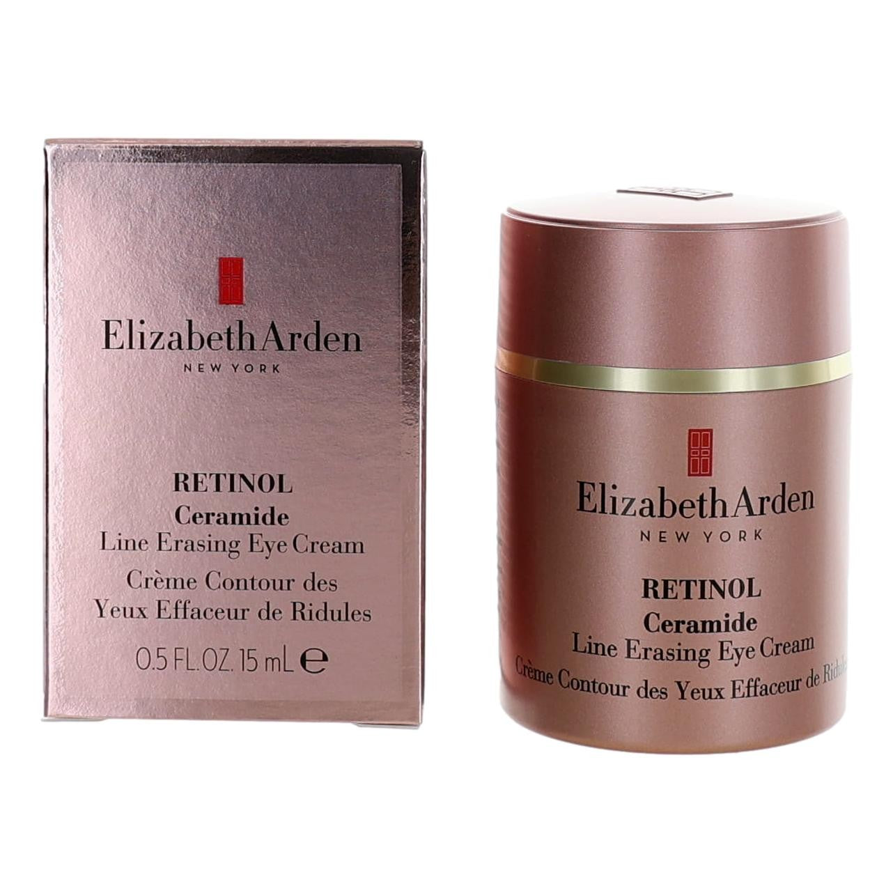 Elizabeth Arden Retinol Ceramide line-erasing eye cream jar and box, 0.5 fl oz