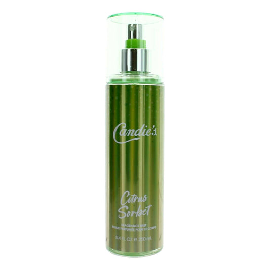 Candie's Citrus Sorbet fragrance mist bottle, green glass with clear pump sprayer