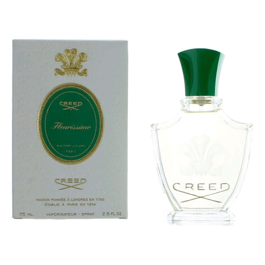 Fleurissimo perfume set with box and green-capped spray bottle