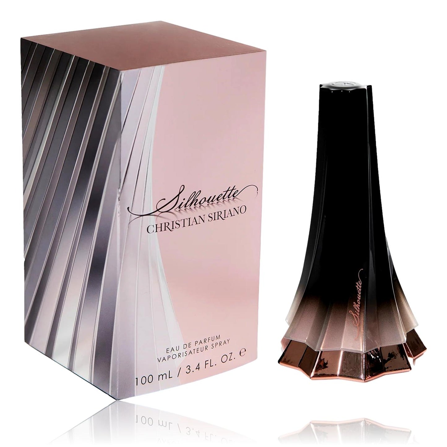 Silhouette by Christian Siriano women’s EDP spray, black bottle with pink ruffle base