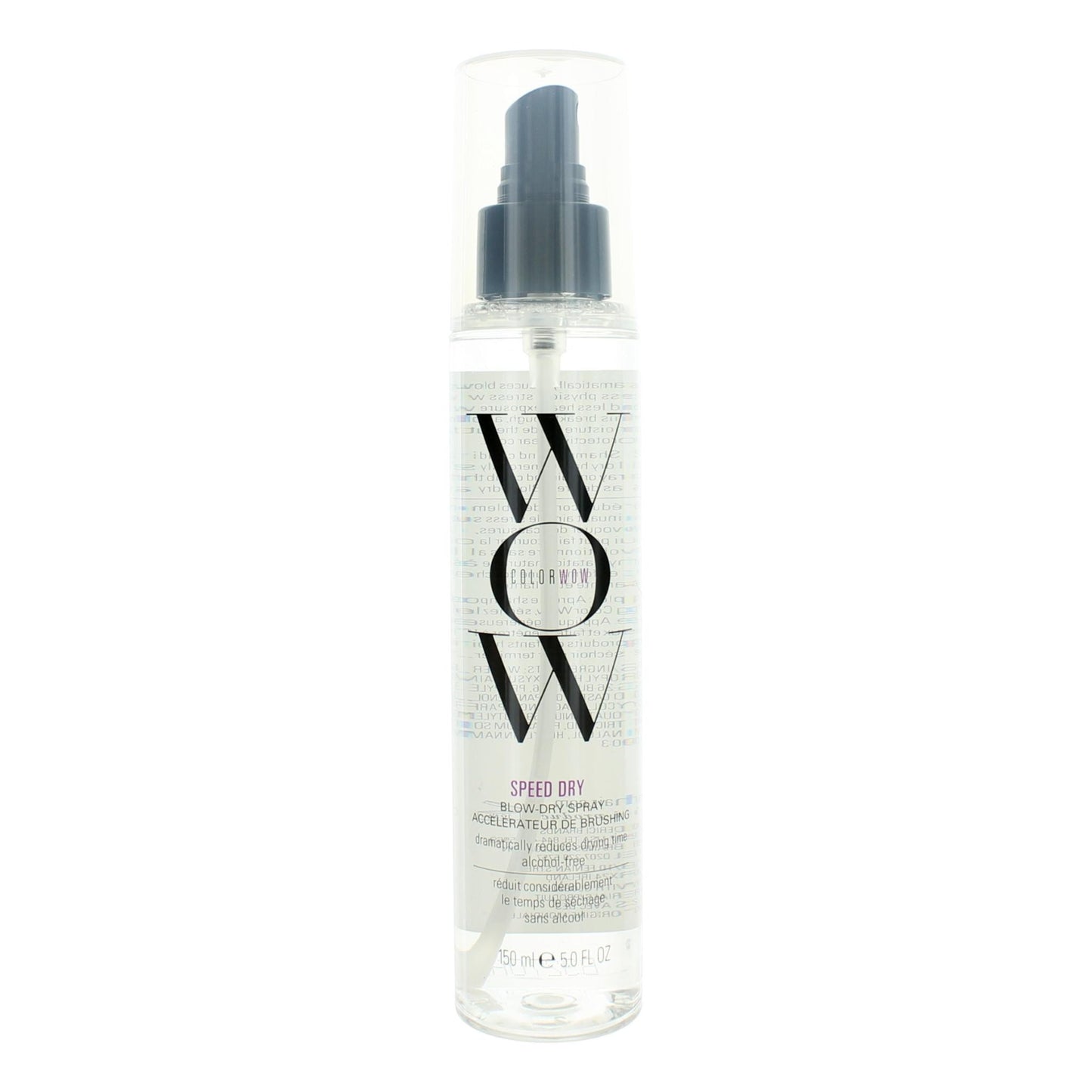 Color Wow Speed Dry blow-dry spray bottle, clear liquid with dark pump cap