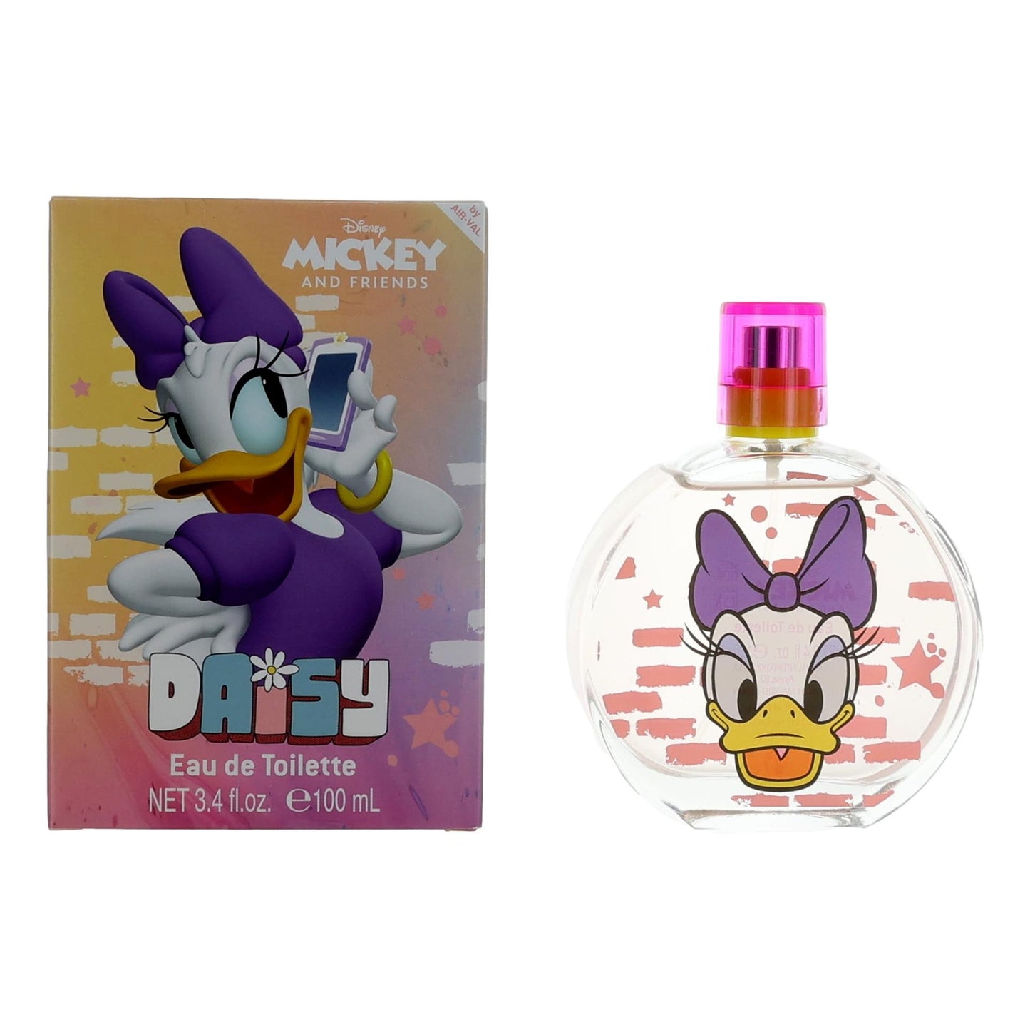 Kids' Daisy Duck EDT spray bottle with pink cap and matching product box