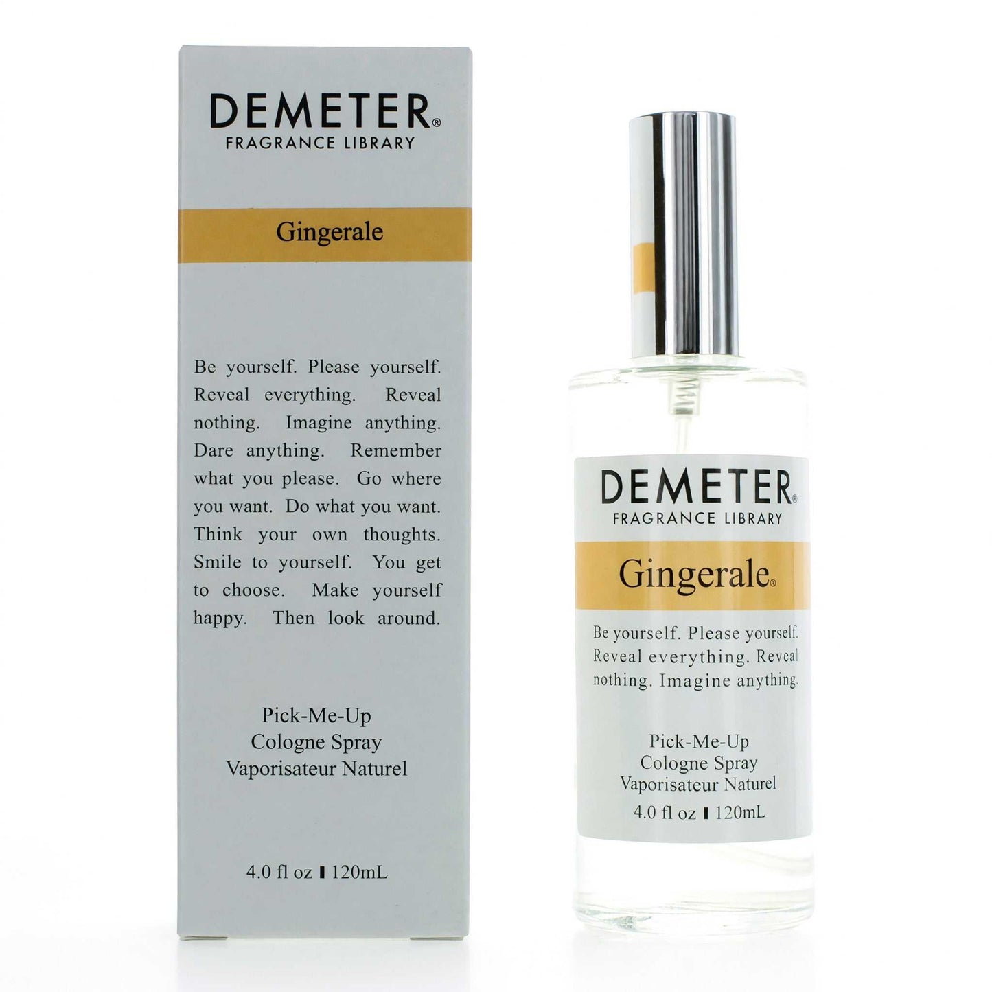 Demeter Fragrance Library cologne spray with box, clear bottle and gold label
