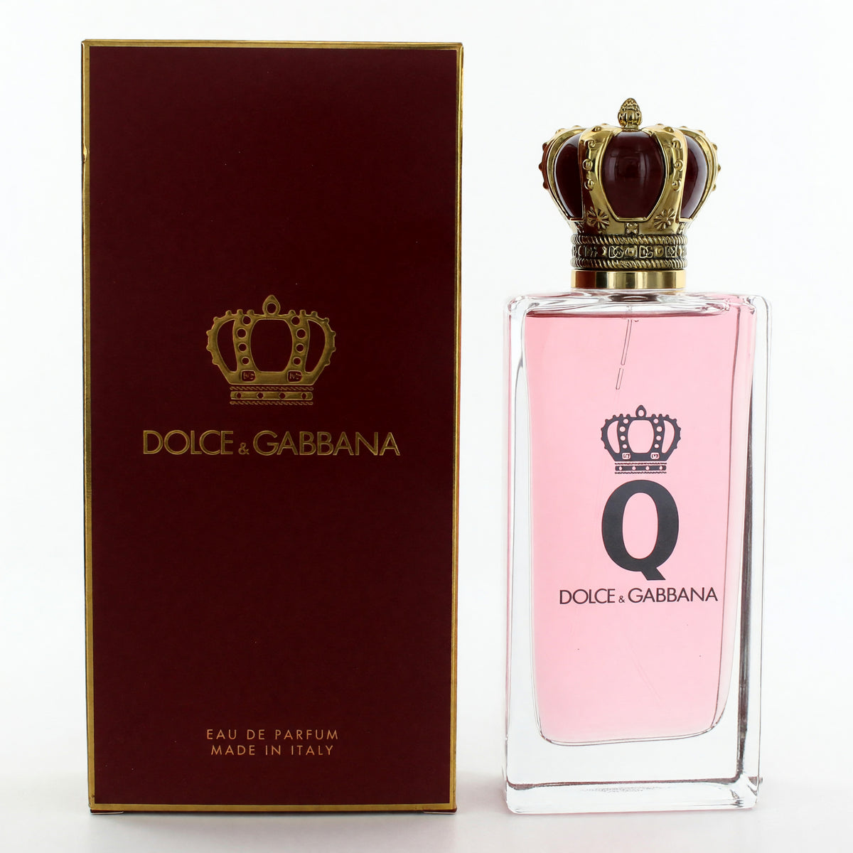Women’s Q by Dolce & Gabbana eau de parfum spray bottle with gold crown cap