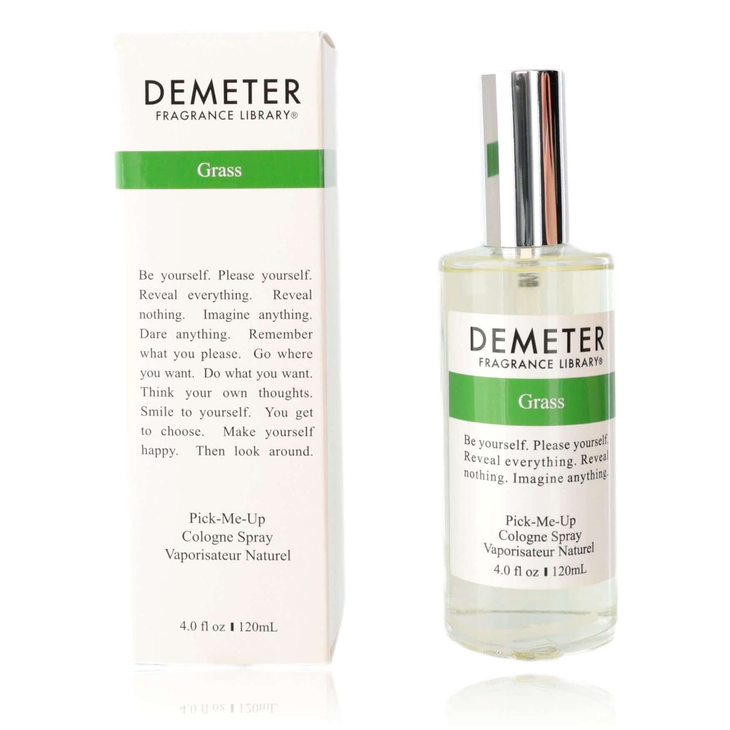 Grass by Demeter, 4 oz Cologne Spray for Unisex in a clear bottle with packaging.