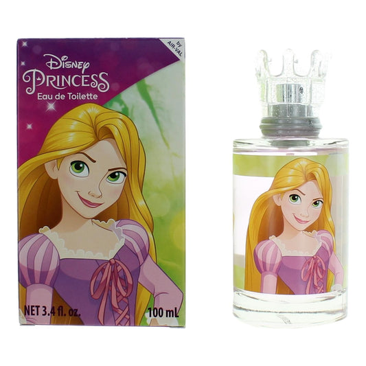 Rapunzel eau de toilette spray for girls, 100 mL bottle and box with character art