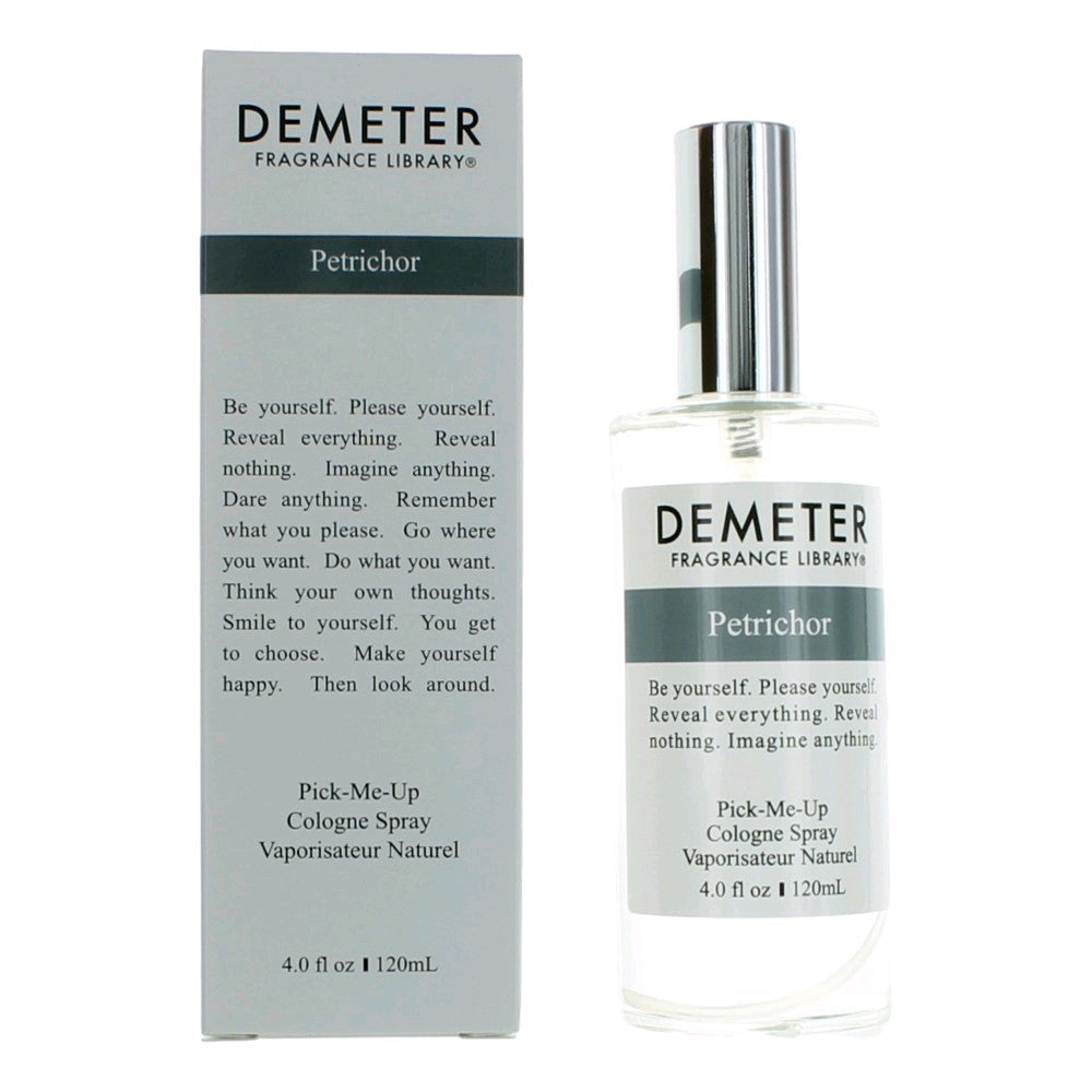 Demeter Petrichor cologne spray bottle with matching fragrance box, 4.0 fl oz
