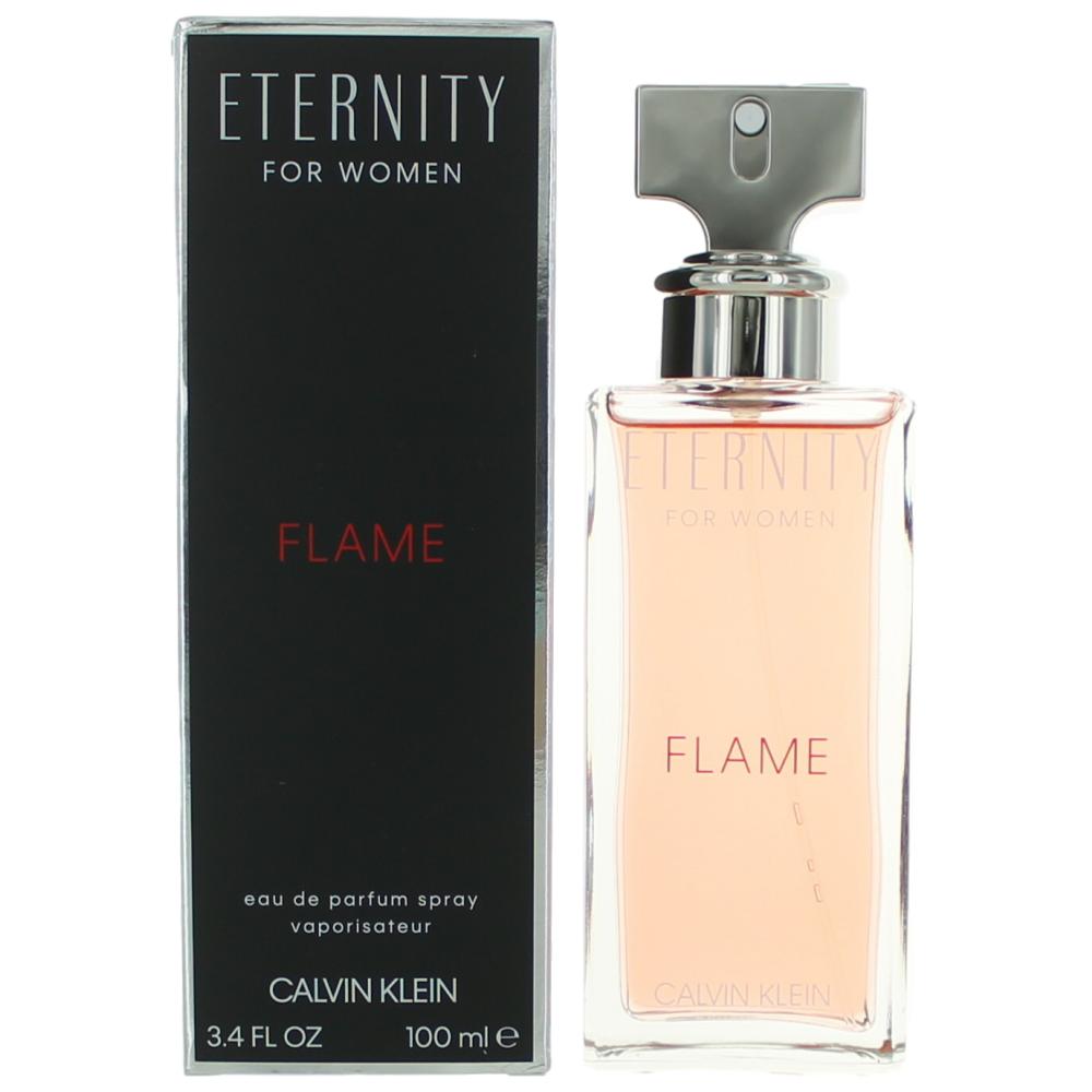 Calvin Klein Eternity Flame womenâs eau de parfum spray bottle with silver cap